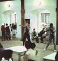a hall being used for break dancing